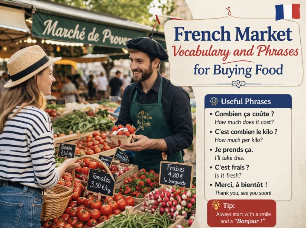 French Market Vocabulary and Phrases for Buying Food